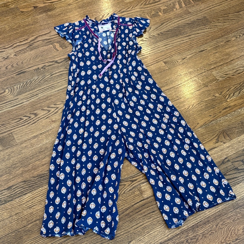 Anthropologie Floreat medallion navy jumpsuit, XS